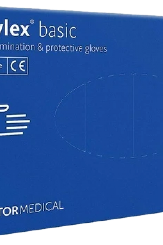 Рукавички нітрилові Nitrylex Basic без пудри, розмір M, колір - кобальт, 100 шт.
